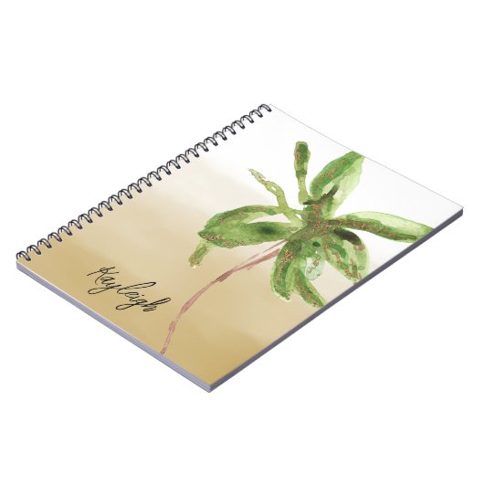 Tropical Gold Green Palm Tree Notizblock (Linke Seite)