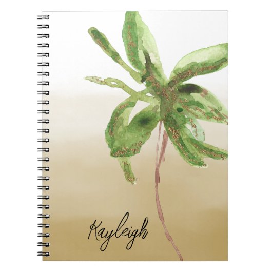 Tropical Gold Green Palm Tree Notizblock (Vorderseite)