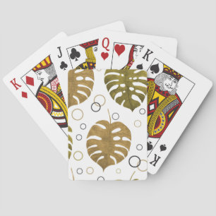 Tropical Gold: Monstera-Blatt-Aquarell Spielkarten