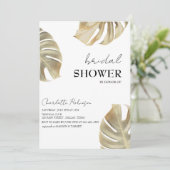 Tropical Gold Monstera Blätter Brautparty Einladung (Stehend Vorderseite)