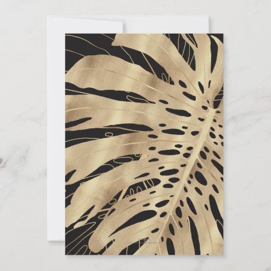 Tropical Gold Monstera Leaf Black Design (Rückseite)