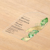 Tropical Gold Monstera Palm Bridal Shower Acryleinladungen (Ablage )