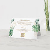 Tropical Gold Monstera Palm Photo QR Code Wedding Einladung (Rückseite)