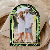 Tropical Gold Palm Arch Black Brautparty Einladung