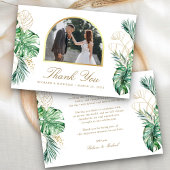 Tropical Gold Palm Arch Foto Hochzeit Dankeskarte