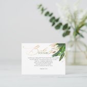 Tropical Gold Palm Blätter Baby Books Request Visitenkarte (Stehend Vorderseite)