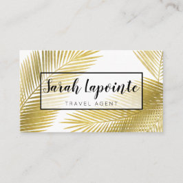 Tropical Gold Palm Blätter Elegantes Design Visitenkarte