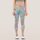 Tropical Gold Palm Blätter farbenfrohe Gestaltung Capri Leggings (Vorderseite)
