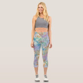Tropical Gold Palm Blätter farbenfrohe Gestaltung Capri Leggings (Vorderseite)