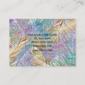 Tropical Gold Palm Blätter farbenfrohe Gestaltung Visitenkarte (Rückseite)