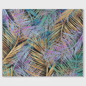 Tropical Gold Palm Blätter farbenfrohe Schwarz Des Geschenkpapier (Flach)