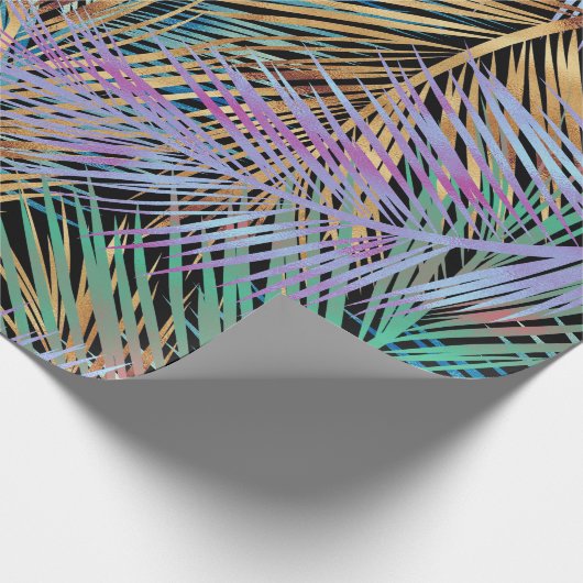 Tropical Gold Palm Blätter farbenfrohe Schwarz Des Geschenkpapier (Ecke)