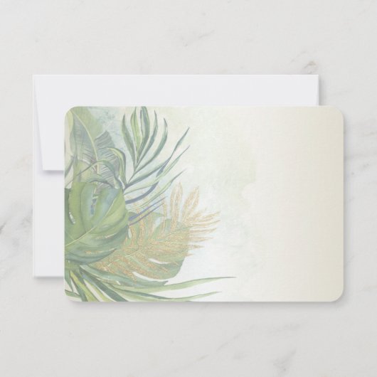 Tropical Gold Palm Blätter Sommer Empfang Einladung (Rückseite)