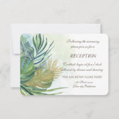 Tropical Gold Palm Blätter Sommer Empfang Einladung (Vorderseite)