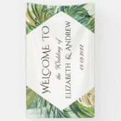 Tropical Gold Palm Blätter Summer Wedding Banner (Vertikal)