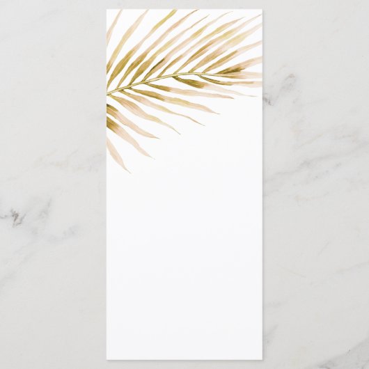 Tropical Gold Palm Hochzeit Menükarte (Rückseite)