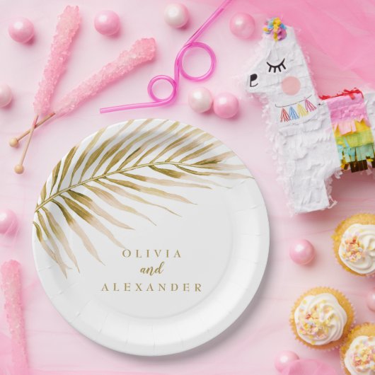 Tropical Gold Palm Hochzeit Pappteller (Party)