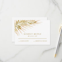 Tropical Gold Palm Hochzeit RSVP Card