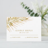 Tropical Gold Palm Hochzeit RSVP Card Karte (Stehend Vorderseite)