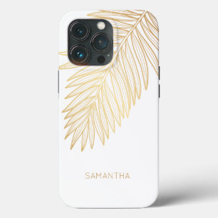 Tropical Gold Palm Leaf, Ihr Name Case-Mate iPhone Hülle