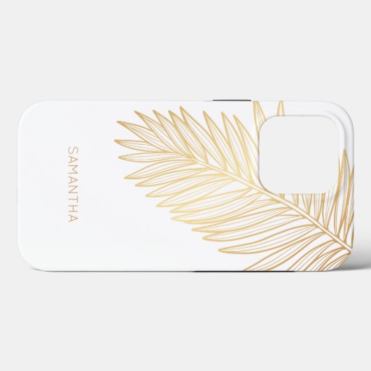 Tropical Gold Palm Leaf, Ihr Name Case-Mate iPhone Hülle (Rückseite (Horizontal))