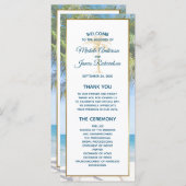 Tropical Gold Palm Tree Beach Foto Hochzeit Programm (Vorne/Hinten)