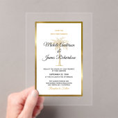 Tropical Gold Palm Tree Eleganter Strand Hochzeit Acryleinladungen (Insitu (Handheld))