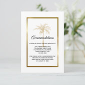 Tropical Gold Palm Tree Hochzeitsunterkunft Begleitkarte (Stehend Vorderseite)