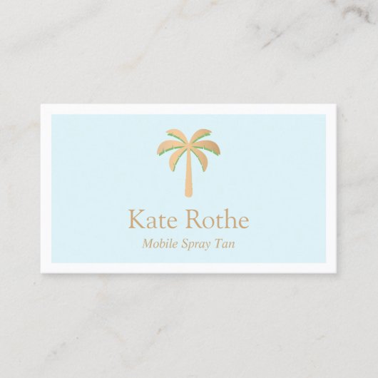 Tropical Gold Palm Tree Spray Tanning Telefonnummerkarte (Vorderseite)