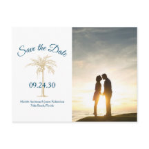 Tropical Gold Palm Tree Wedding Rett Date Foto