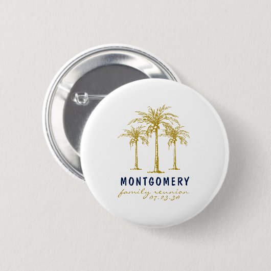 Tropical Gold Palm Trees Custom Family Wiedersehen Button (Vorne & Hinten)