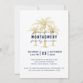 Tropical Gold Palm Trees Custom Family Wiedersehen Einladung (Rückseite)