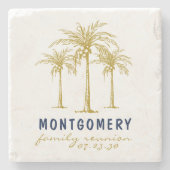 Tropical Gold Palm Trees Custom Family Wiedersehen Steinuntersetzer (Vorderseite)