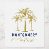 Tropical Gold Palm Trees Custom Family Wiedersehen Weinetikett (Einzelnes Label)