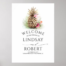 Tropical Gold Pineapse Beach Hochzeit Poster