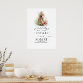 Tropical Gold Pineapse Beach Hochzeit Poster (Küche)