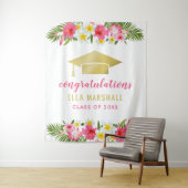 Tropical Gold Pink Gratulation vor dem Hintergrund Wandteppich (Beispiel)