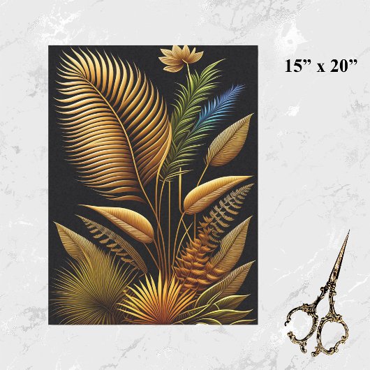 Tropical Gold Reeds Artwork Seidenpapier