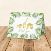 Tropical Gold Safari Animals Baby Dusche Dankeskarte