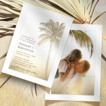 Tropical Gold Sand Palm Tree Boho Foto Hochzeit