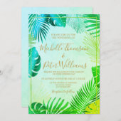 tropical gold watercolor wedding einladung (Vorne/Hinten)