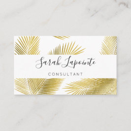 Tropical Gold & White Palm Blätter Elegantes Desig Visitenkarte