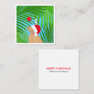 Tropical Golden Dog Santa Seagull Flat Gift Card Mitteilungskarte
