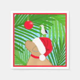 Tropical Golden Dog Santa Seagull Serviette