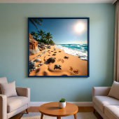 Tropical Golden Shell Beach Chic Fotodruck