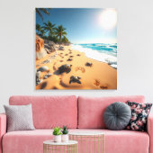 Tropical Golden Shell Beach Chic Leinwanddruck (Insitu (Wohnzimmer))