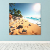 Tropical Golden Shell Beach Chic Leinwanddruck (Insitu (Holzboden))