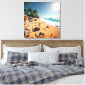 Tropical Golden Shell Beach Chic Leinwanddruck (Insitu (Schlafzimmer))