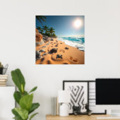 Tropical Golden Shell Beach Chic Poster (Heimbüro)