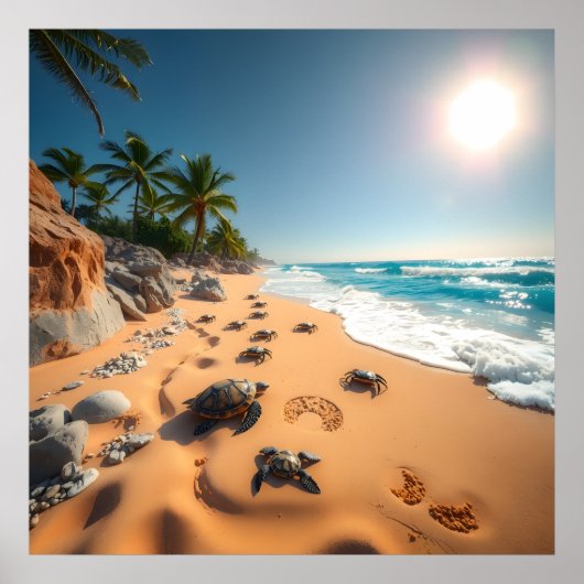 Tropical Golden Shell Beach Chic Poster (Vorne)